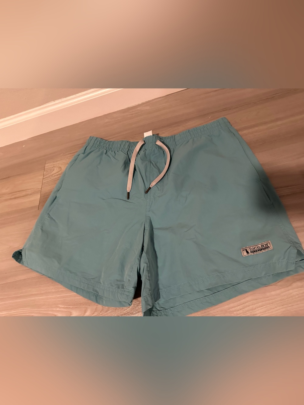Local boy Light Aqua Men's Swim Trunks with Drawstring